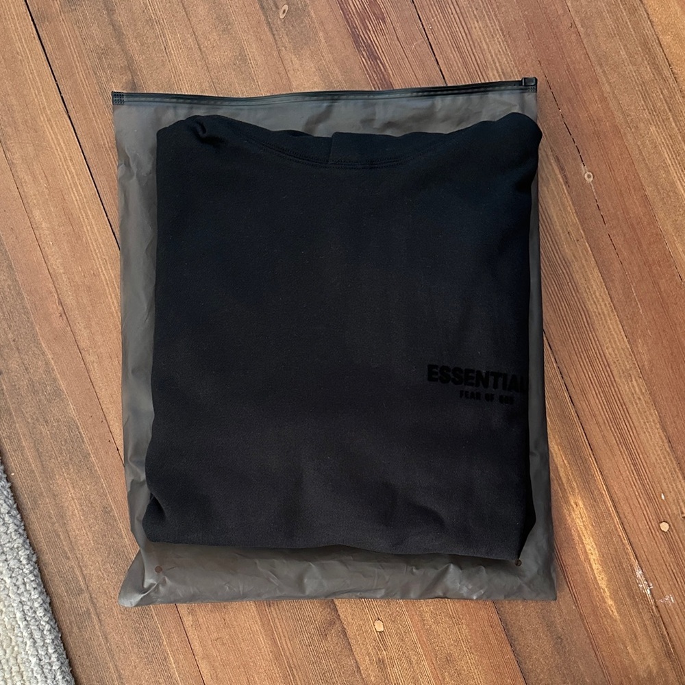Essentials Black Crewneck Sweatshirt with Subtle Logo